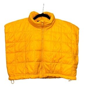 Zara Quilted Puffer Vest Women Sz XS-S Orange Zip Up Oversize Y2K Street